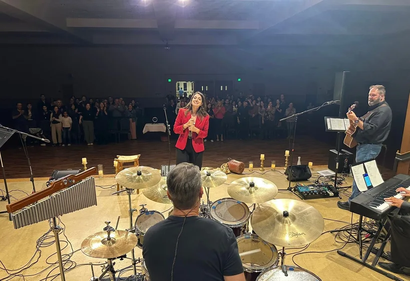 Singing with the band