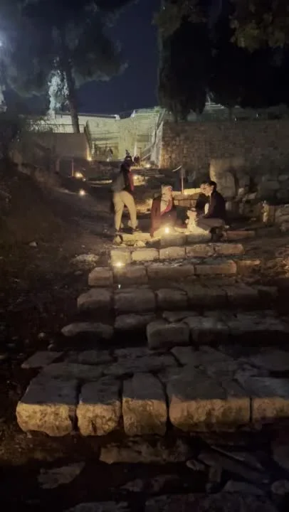 Ancient steps by night