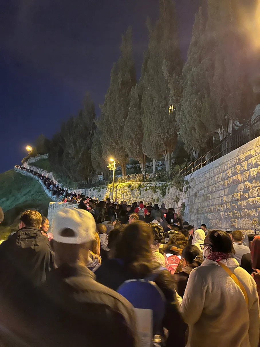 Walking in the evening procession