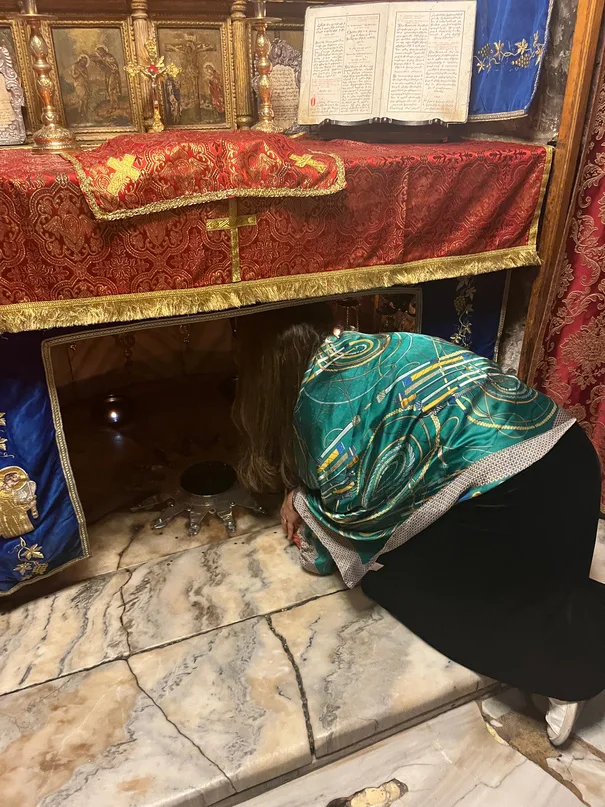 A moment of prayer at a holy site